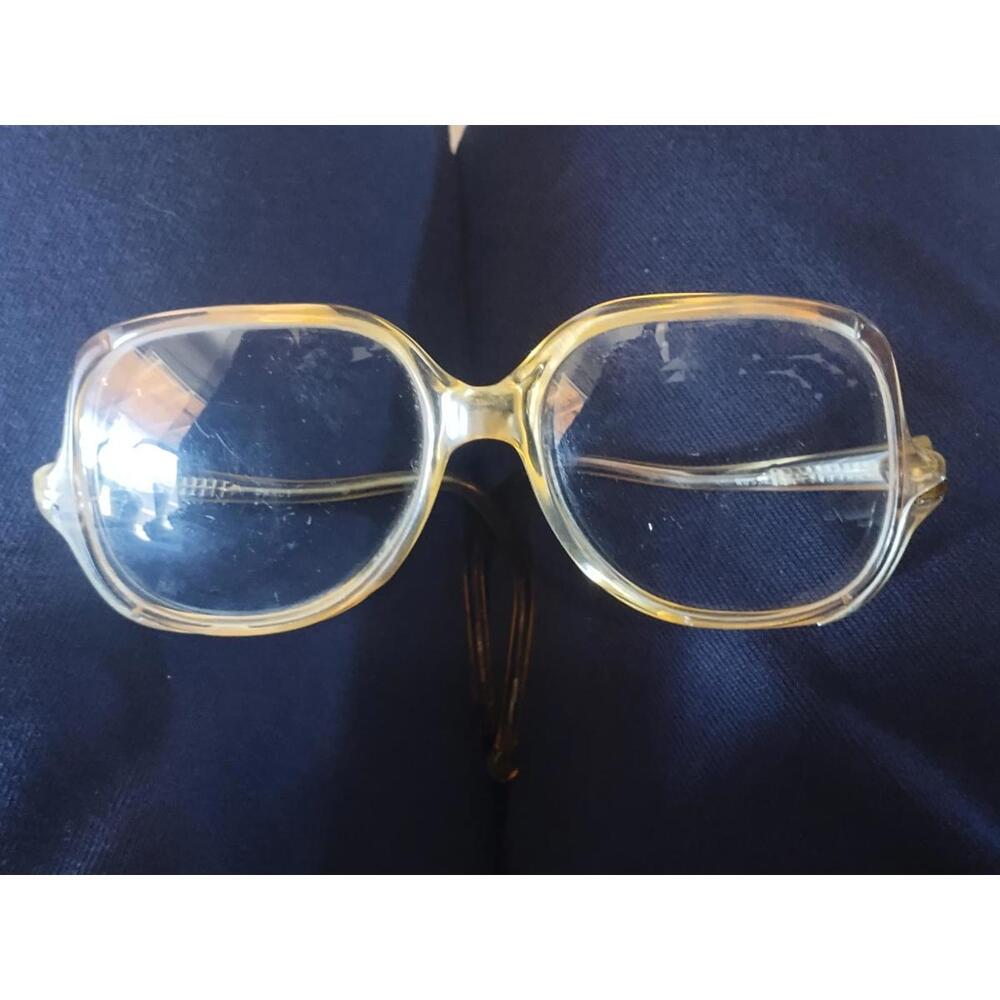Vintage 70s 80s Drop Arm Eyeglasses Frames Oversized‎ Hipster Caramel Brown